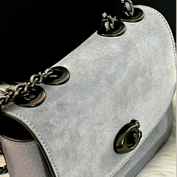 COACH MADISON GRAY PEBBLE LEATHER & SUEDE CROSSBODY BAG NWT W/DUSTBAG RARE - Picture 8 of 16